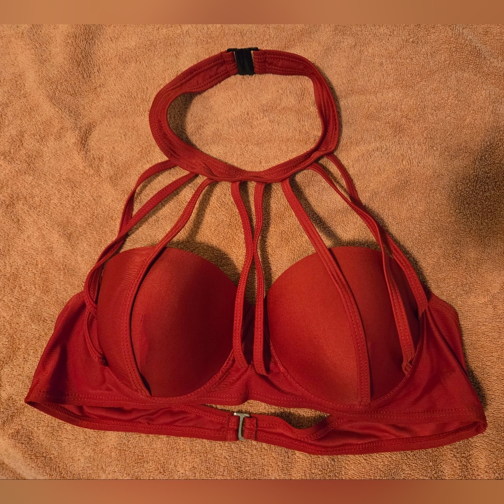 Strappy Red Halter Bralette
